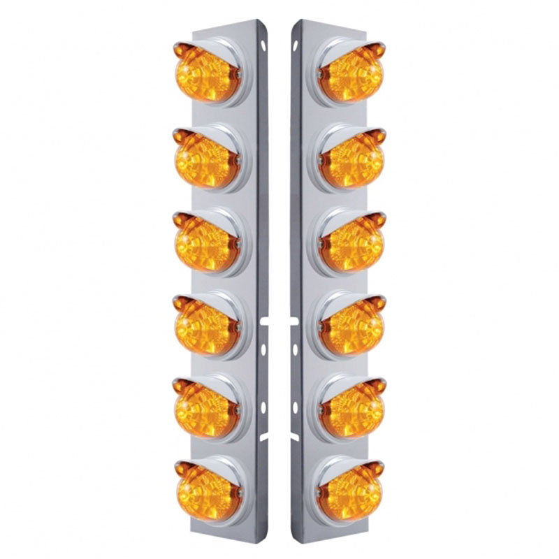 thumbnail image 2 of Kenworth Front Air Cleaner Light Kit - Amber LED Reflectors & Visor - United Pacific 2 of 5