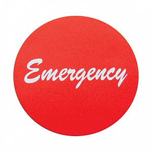 "Emergency" Aluminum Air Valve Knob Sticker Only - Red, 23010-4R