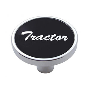 "Tractor" Short Air Valve Knob - Black Aluminum Sticker, 23264