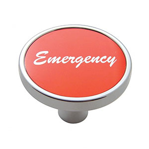 "Emergency" Short Air Valve Knob - Red Aluminum Sticker, 23284