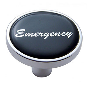 "Emergency" Short Air Valve Knob - Black Glossy Sticker, 23304