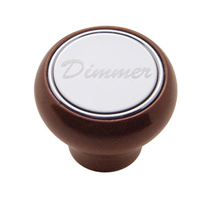 "Dimmer" Wood Deluxe Dash Knob - Stainless Plaque, 23384