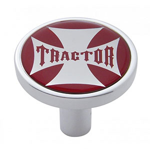 "Tractor" Long Air Valve Knob - Red Maltese Cross Sticker, 23673