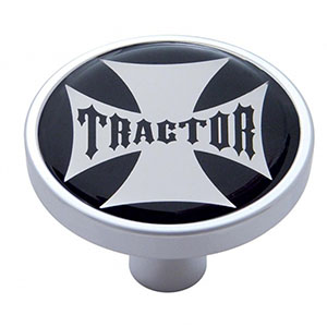 "Tractor" Short Air Valve Knob - Black Maltese Cross Sticker, 23681