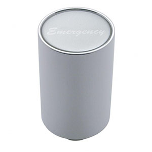 "Emergency" 3" Air Valve Knob - Silver Aluminum Sticker, 23759