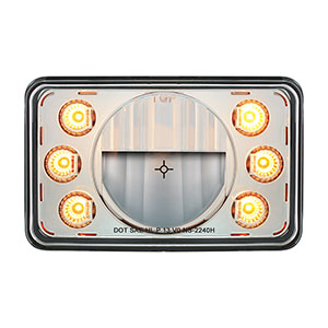 ULTRALIT - 4" x 6" LED Headlight With Dual Function 6 Amber LED Position Lights - High Beam, 31238