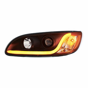 Black Projection Headlight W/LED Dual Function Light Bar For PB 386 (2005-2015) & 387 (1999-2010) - Driver, 31239