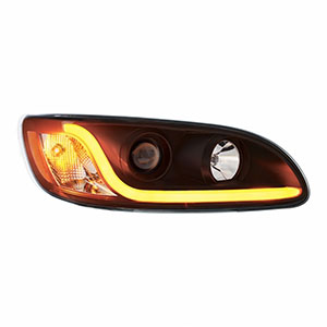 Black Projection Headlight W/LED Dual Function Light Bar For PB 386 (2005-2015) & 387 (1999-2010) - Passenger, 31240
