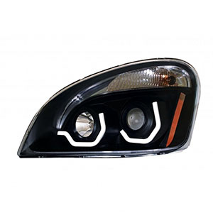 Blackout Projection Headlight With White LED Position Light For 2008-2017 Freightliner Cascadia - Driver, 31270