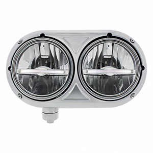 Headlight Assembly With 304 SS Housing & LED Headlights W/White LED Position Light For Peterbilt 359 - Driver, 32143