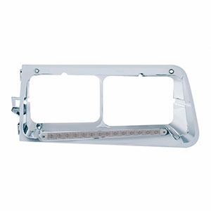 14 LED Headlight Bezel For 1989-2009 Freightliner FLD - Driver - Amber LED/Clear Lens, 32363