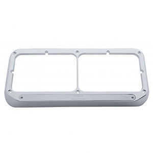 14 LED Chrome Rectangular Dual Headlight Bezel - Amber LED/Chrome Lens, 32383