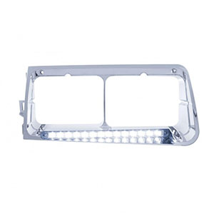 14 LED Headlight Bezel For 1989-2009 Freightliner FLD - Driver - White LED/Clear Lens, 32583