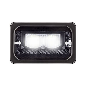 ULTRALIT - Heated 4" x 6" LED Headlight With Glass Lens & Aluminum Housing - High Beam - Black, 34134