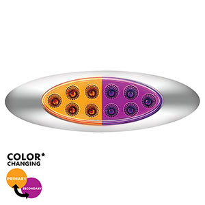 10 LED Oval Double Fury Light With Clear Lens & Chrome Bezel (Clearance/Marker) - Amber & Purple LED/Clear Lens, 35957