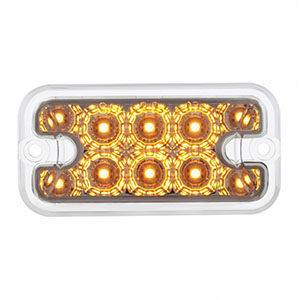 10 LED Dual Function Reflector Rectangular Light - Amber LED/Clear Lens (Bulk), 36553B