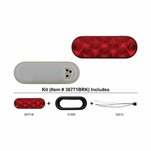 10 LED Oval Light Kit (Stop, Turn & Tail) - Red LED/Red Lens, 36771BRK