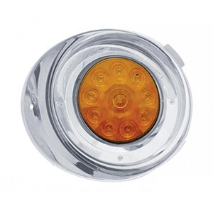 10 LED Freightliner Daytime Running Light Conversion Kit With Visor (Driver) - Amber LED/Amber Lens, 37402