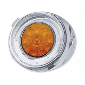 10 LED Freightliner Daytime Running Light Conversion Kit With Visor (Passenger) - Amber LED/Amber Lens, 37410