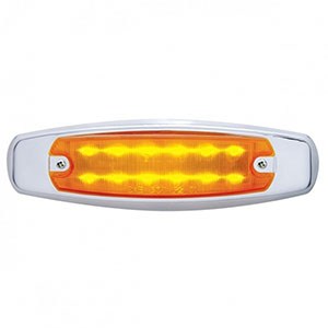 12 LED Rectangular Light (Clearance/Marker) With Chrome Bezel - Amber LED/Amber Lens (Bulk), 38134B