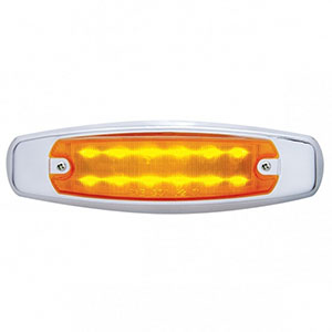 12 LED Rectangular Light (Clearance/Marker) With Chrome Bezel - Amber LED/Amber Lens, 38134