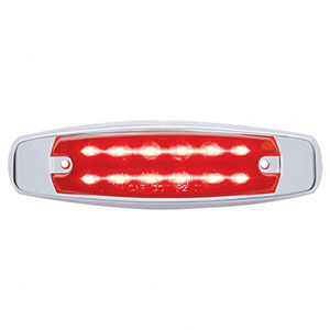 12 LED Rectangular Light (Clearance/Marker) With Chrome Bezel - Red LED/Red Lens, 38135