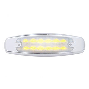 12 LED Rectangular Light (Clearance/Marker) With Chrome Bezel - Amber LED/Clear Lens, 38218