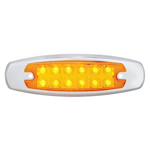 12 LED Reflector Rectangular Light With Bezel (Clearance/Marker) - Amber LED/Amber Lens, 38305