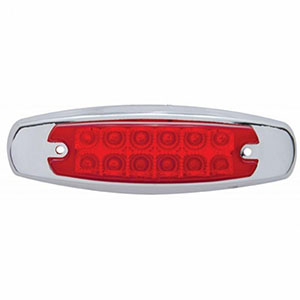 12 LED Reflector Rectangular Light With Bezel (Clearance/Marker) - Red LED/Red Lens, 38306