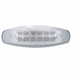 12 LED Reflector Rectangular Light With Bezel (Clearance/Marker) - Amber LED/Clear Lens (Bulk), 38307B