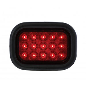 15 LED Rectangular Light Kit (Stop, Turn & Tail) - Red LED/Red Lens, 38747BRK