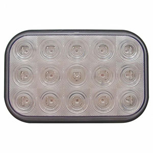 15 LED Rectangular Light (Stop, Turn & Tail) - Red LED/Clear Lens (Bulk), 38749B