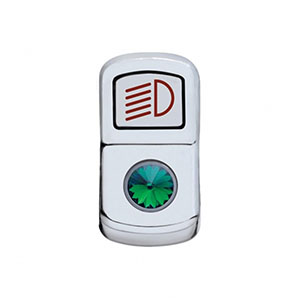 "Headlight" Rocker Switch Cover With Green Crystal, 45133