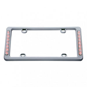 14 LED Chrome License Plate Frame - Red LED/Clear Lens, 50122