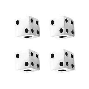 White Dice Valve Caps With Black Dots (Set of 4), 70006