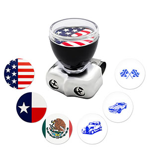 Vintage Steering Wheel Spinner With Clear Removable Top & Additional Flag Inserts, 70109