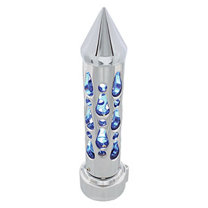 Brooklyn Style Spike Gearshift Knob With LED 9/10 Speed Adapter - Chrome/Blue LED, 70738