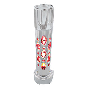 Austin Style Gun Cylinder Gearshift Knob With LED 9/10 Speed Adapter - Chrome/Red LED, 70741