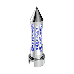 Thread-On Daytona Style Spike Gearshift Knob With LED 13/15/18 Speed Adapter - Chrome/Blue LED, 70920