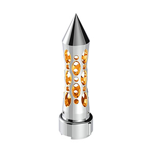 Thread-On Daytona Style Spike Gearshift Knob With LED 9/10 Speed Adapter - Chrome/Amber LED, 70922