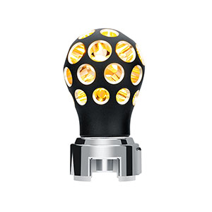 Thread-On Matte Black Phoenix Style Ball Gearshift Knob With LED 13/15/18 Speed Adapter-Amber LED, 71076