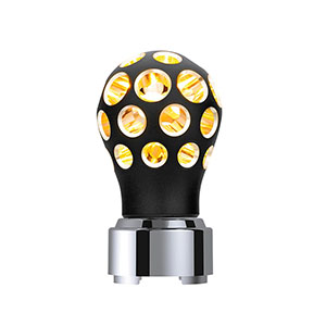 Thread-On Matte Black Phoenix Style Ball Gearshift Knob With LED 9/10 Speed Adapter-Amber LED, 71080