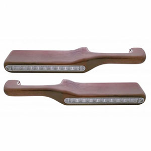 Wood Armrest With LED Light For Peterbilt- Amber LED/Clear Lens (Pair), 87994